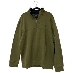 Nautica Mens Sweatshirt XL Olive Green 1/4 Zip Pullover Performance